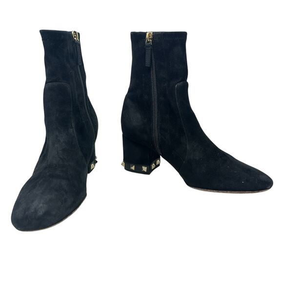 Valentino Garavani Rockstud‎ Boots Booties Suede Black Size 36.5 US 6.5 - Picture 4 of 16